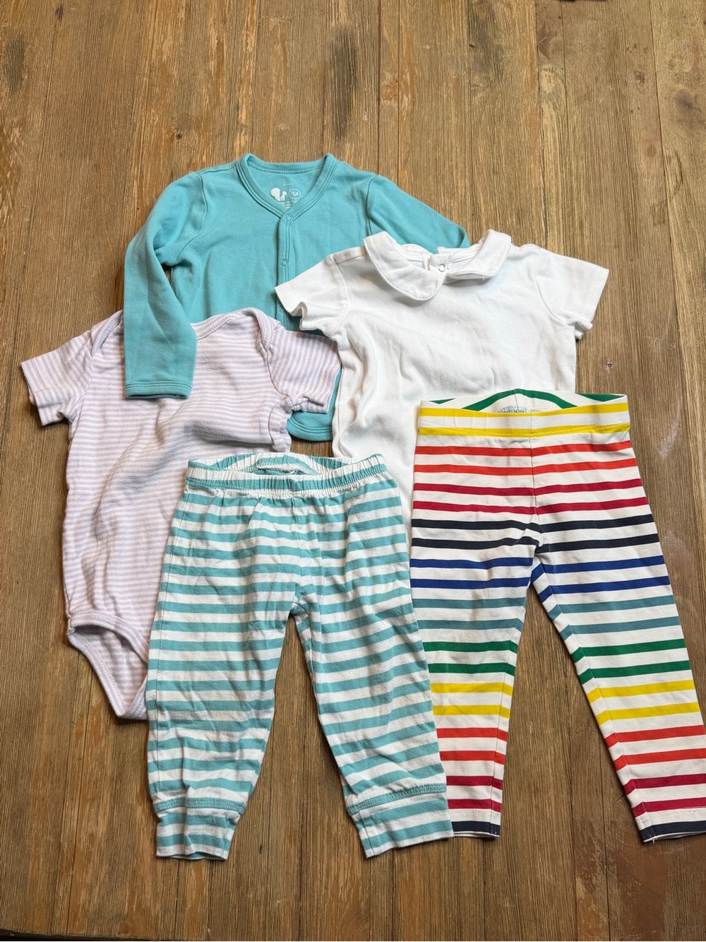 Primary Baby Stripe Leggings & Onsie Set - Multicolor 5 Piece 12-18m